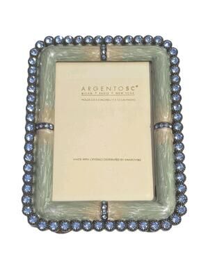 Argento SC Blue Swarovski Crystal Picture Frame Enamel Jeweled Luxury New No Box